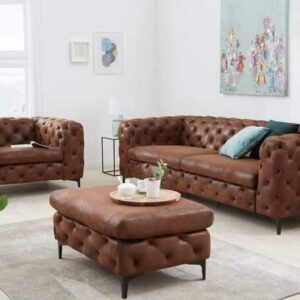 Chesterfield Leather Sofa 3+2