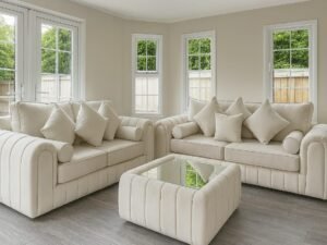 Lily Cream 3+2 Sofa with Coffee Table